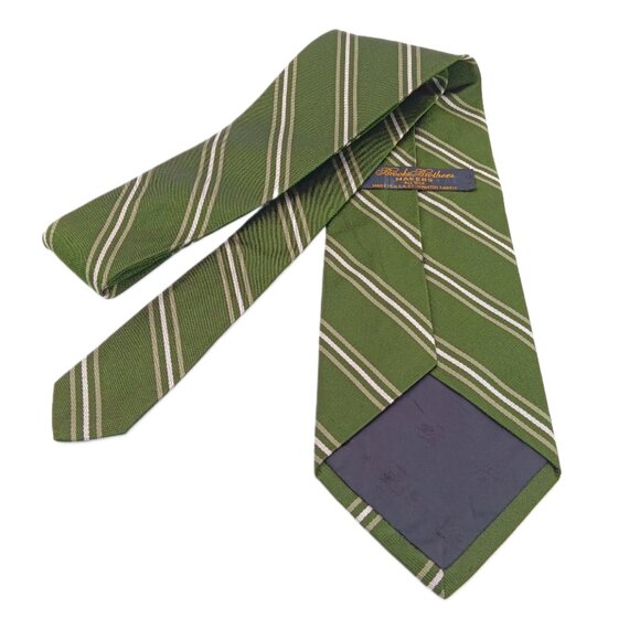 White Reppe Stripe with Solid Ground Woven Silk Tie | Men Brooks Brothers Silk Repp Tie Men’s 61.5” Green Woven Stripe Preppy Wide New
